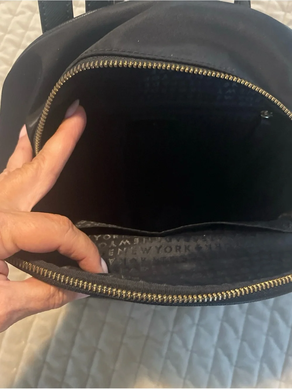 kate spade Black Nylon Backpack with Gold Hardware
